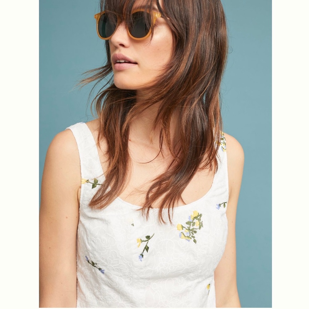 Anthropologie Dandelion Embroidered Peplum Top